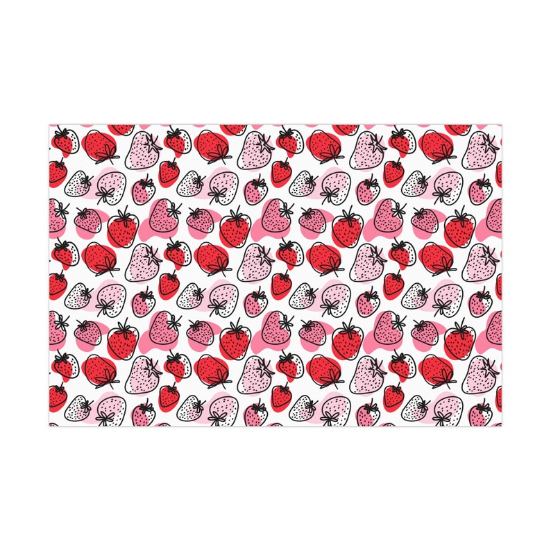 Strawberry Gift Wrap Summer Wrapping Paper Cute Strawberry Patch Print Gift Wrap Bright Luxury Wrapping Paper Girl Birthday Gift Wrap Papers