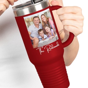 Fotobecher, benutzerdefinierte 40 Unzen Bildcollage personalisierte Tasse, Griff Strohhalm Geschenk