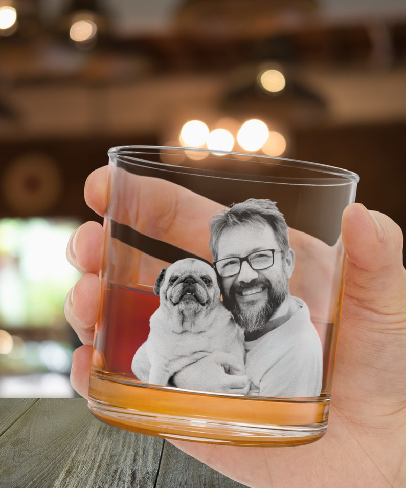 Custom Photo Whiskey Glass Scotch Glasses Rock Personalized Pet Glass Dog Picture Whisky Barware Glassware Gift Unique Bar Gifts Drinking