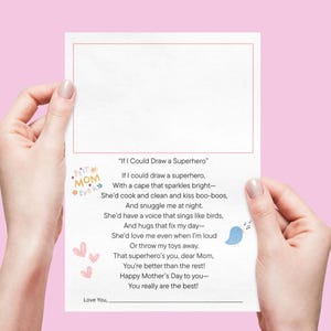 Mothers Day Poem Printable PDF for Kids, DIY Mama Gift From Child, Heartfelt Poem with Drawing Space, Children Special Gift Message for Mom