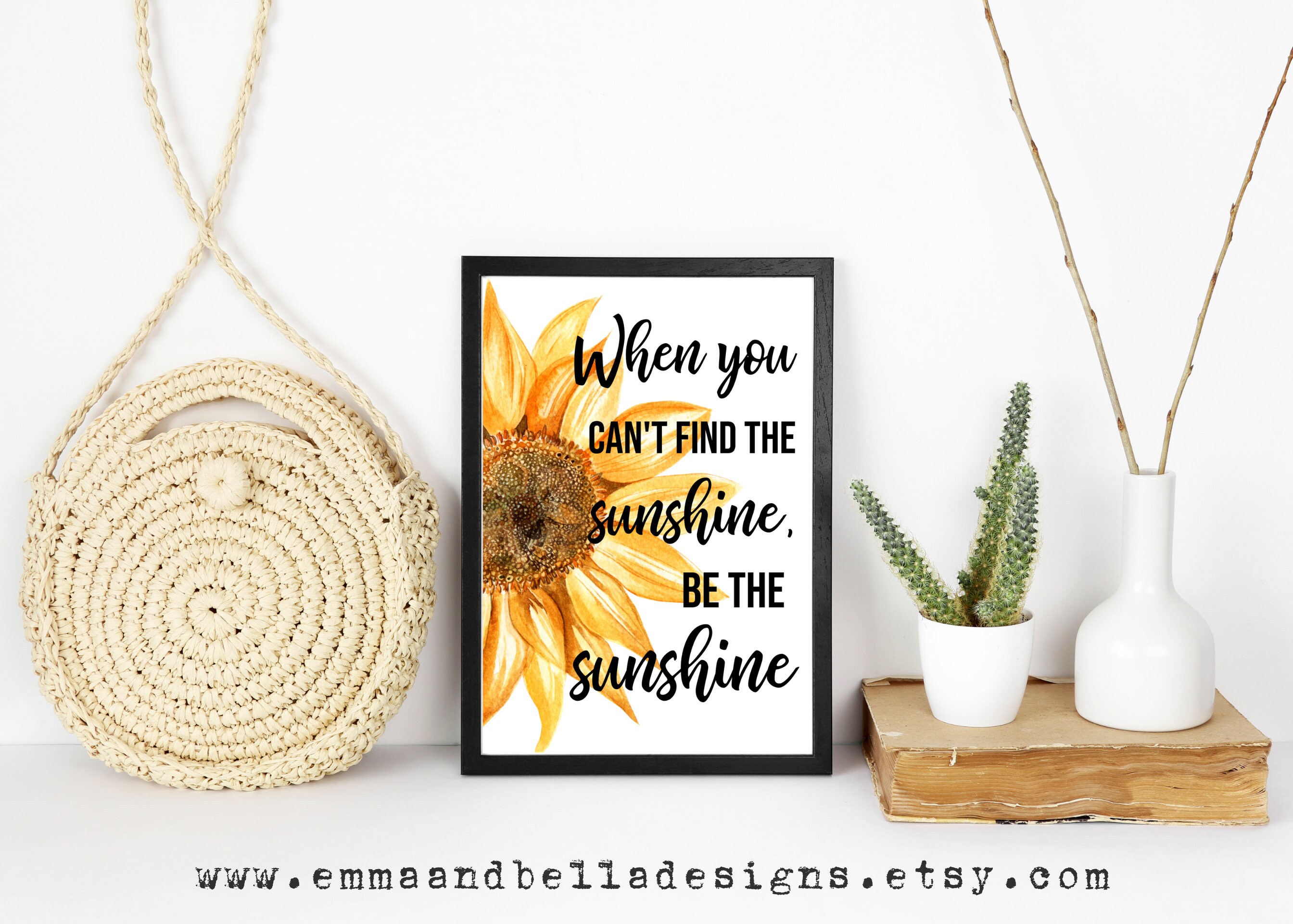 Sunflower Quote Sunflower Wall Art Flower Decor Sunshine Etsy