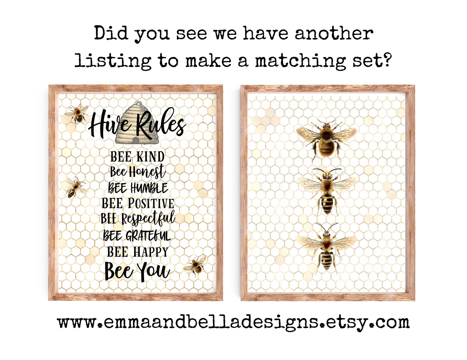 Hive Rules Be Kind Printable Bee Kind Print Bee Printable Etsy