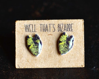 Calocasia Mojito Leaf Stud Earrings: Plant Lover Jewelry