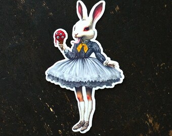 Creepy Victorian Halloween Sticker: Surreal Art Vinyl Decal