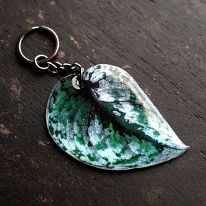 Scindapsus Silver Splash Plant Keychain: Botanical Keyring