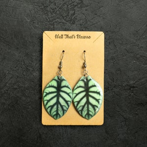 Silver Dragon Alocasia Earrings | Dangles | Plant Jewelry | Plant Lover Gifts | Realistic Leaf Earrings | Lightweight