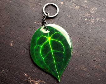 Anthurium Forgetii Blatt Schlüsselanhänger: Geschenk für Pflanzenliebhaber