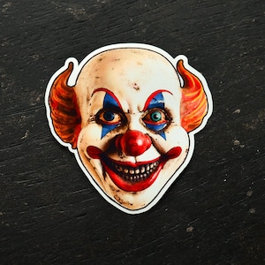 Adesivo clown inquietante / decalcomania horror / clown assassino / arte malvagia / vinile inquietante / spettrale