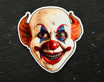 Creepy Clown Vinyl Sticker: Horror Art Decal