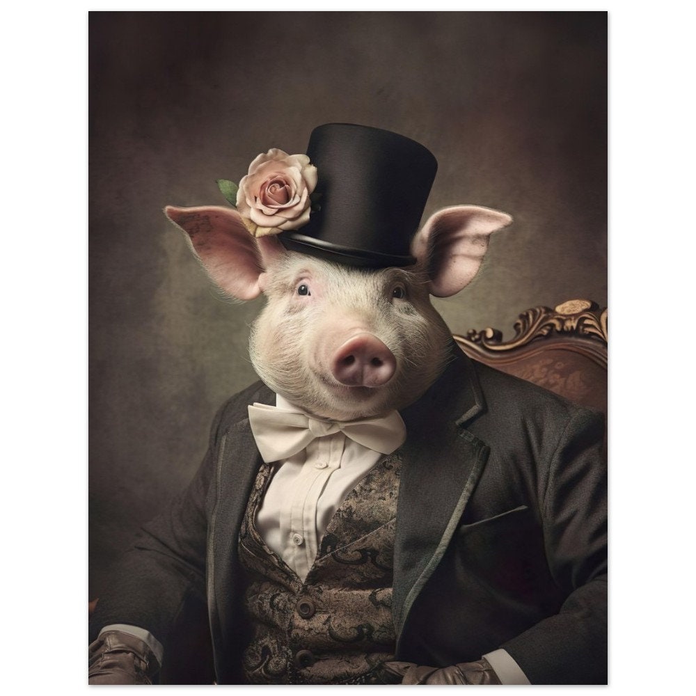 Dapper Pig Fine Art Print: Victorian Gentleman - PLEASE READ DETAILS - Etsy