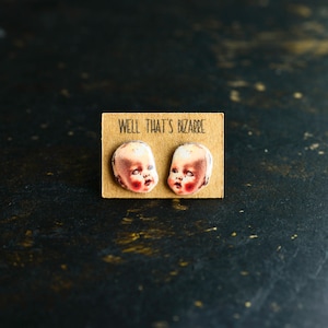 Summerween Earrings | Creepy Baby Doll Earrings | Horror | Halloween earrings | Studs | Oddities | Dark Academia | Witchy Aesthetic