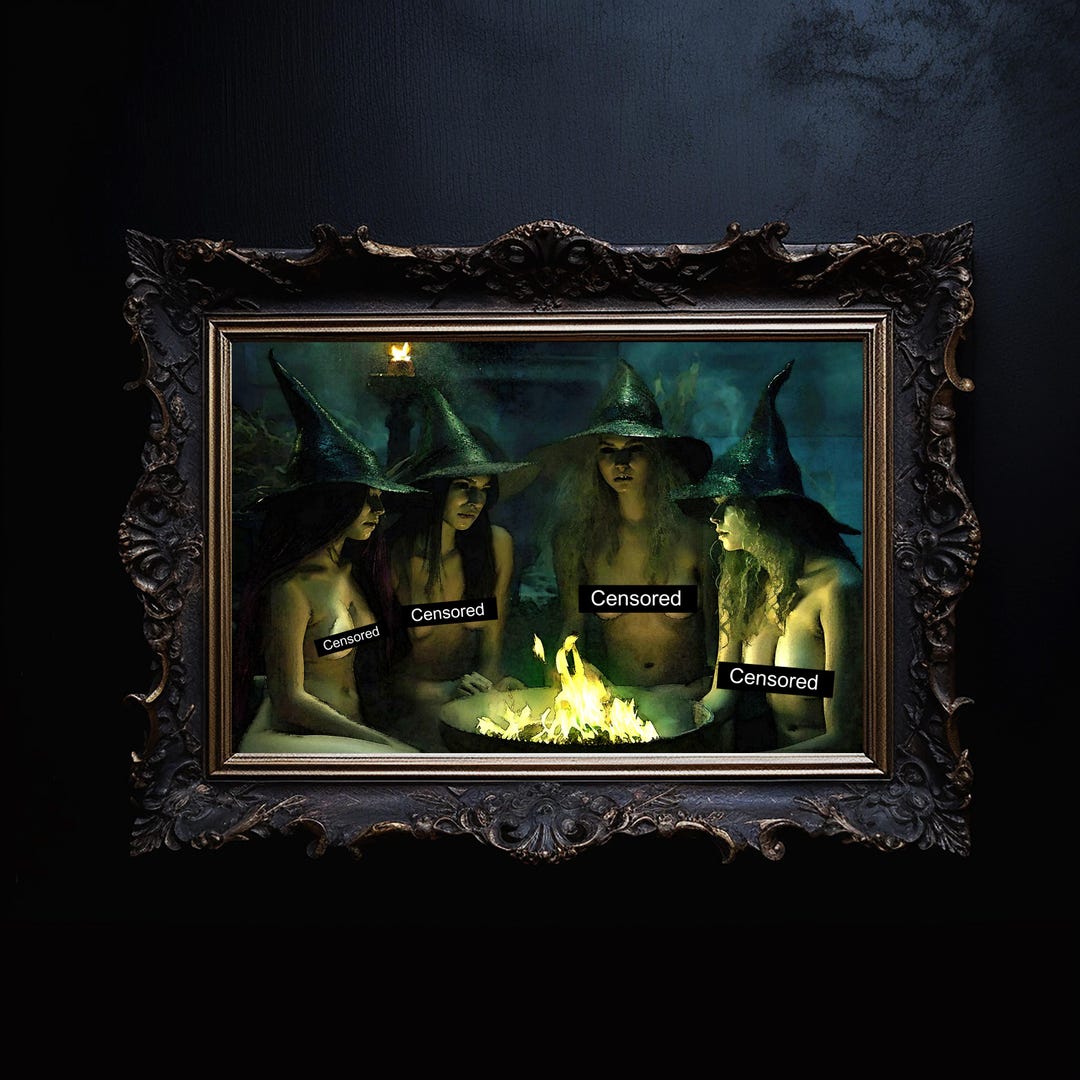 Summerween Art Naked Art Print Nude Witches Gothic Maximalist