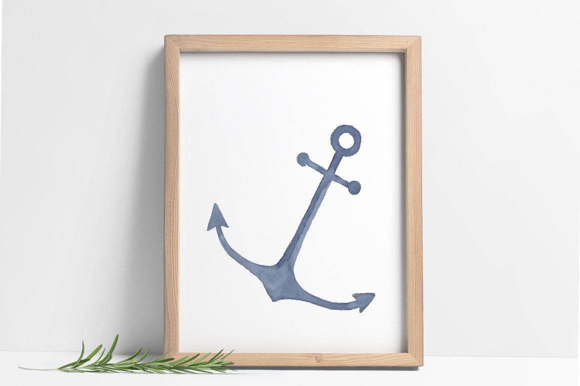 PRINTABLE 8x10 Watercolor Anchor Blue Beach Nursery Wall Art INSTANT ...