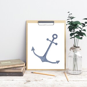 PRINTABLE 8x10 Watercolor Anchor Blue Beach Nursery Wall Art INSTANT ...