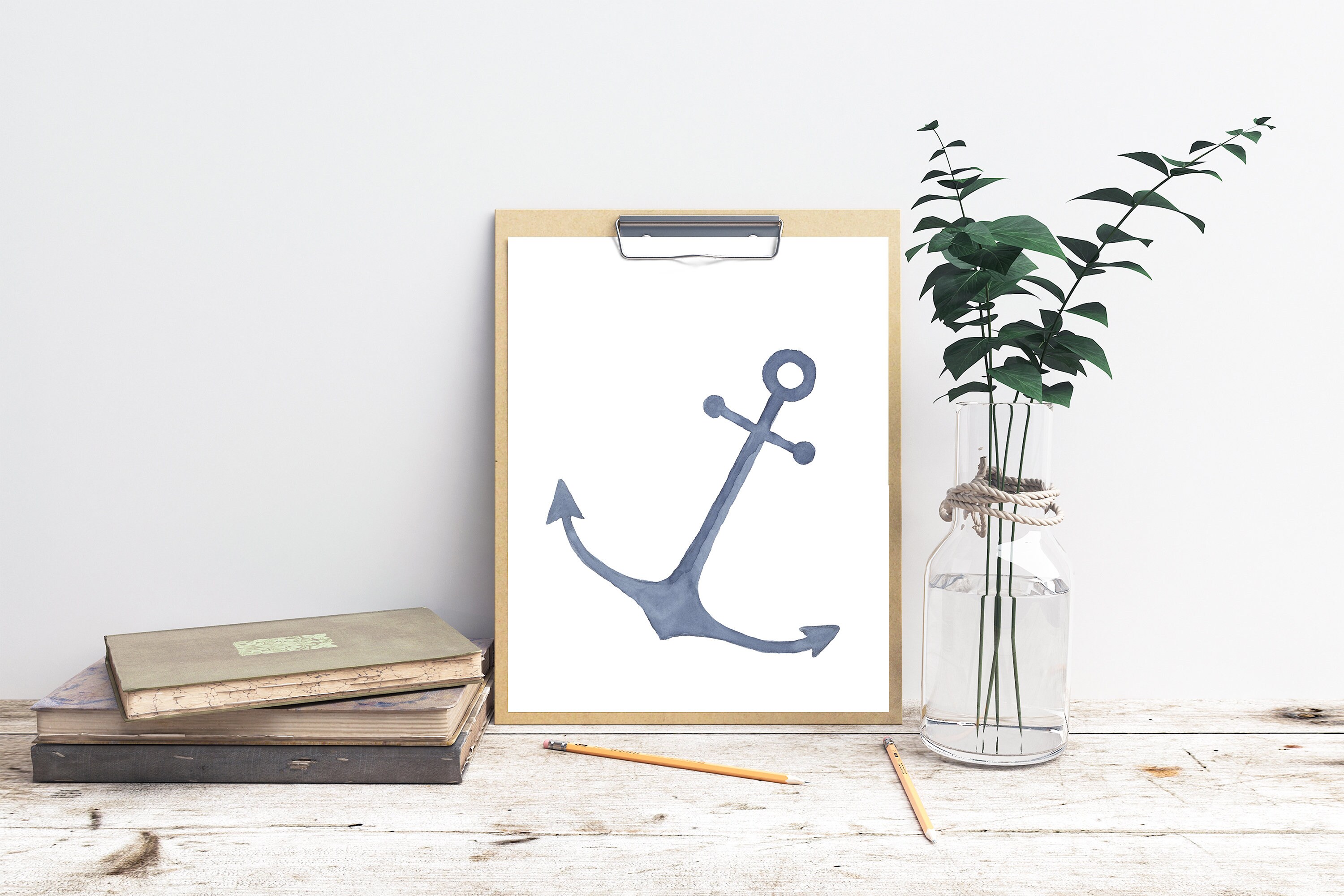 PRINTABLE 8x10 Watercolor Anchor Blue Beach Nursery Wall Art INSTANT ...