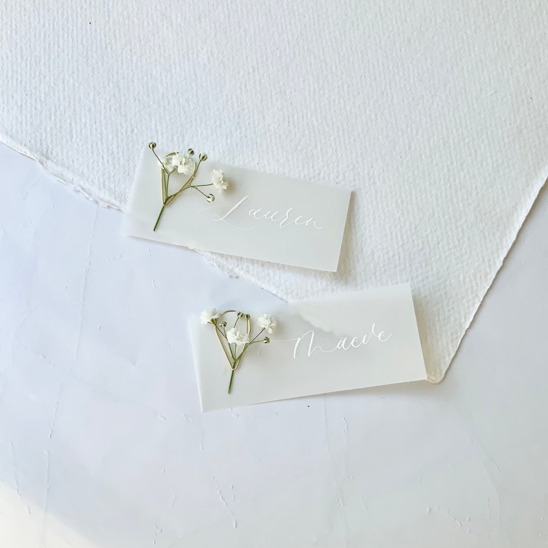 Vellum Wedding Place Cards With Black or White Ink // Etsy