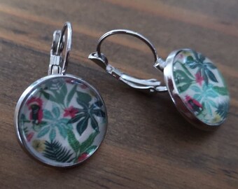 Boucles D'Oreilles Dormeuses Strass & Paillettes Rondes Rose - Neuf Avec Étiquettes