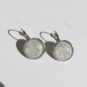 Orecchini letto in argento bianco paillettes