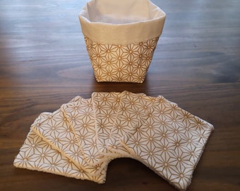 Washable and reusable cotton wipes and bamboo sponge / Make-up remover or for baby toilet / zero waste / ecological