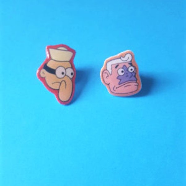 Spongebob Mermaid Man & Barnacle Boy mini badges set of 2