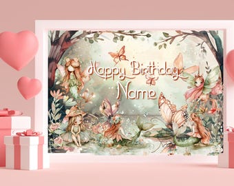 Enchanted Forest Fairy Cake Topper: Watercolor Birthday Party Sign (Digital Download)