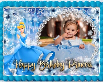 Personalized Princess Edible Cake Topper with Photo (Digital File)