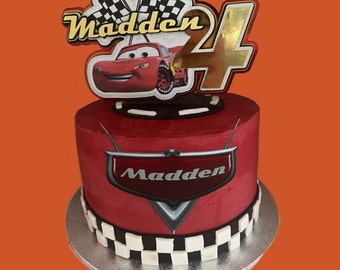 Custom Cars cake topper, Personalised  Cake topper.  Cars Edible Cake Fropper(front topper)