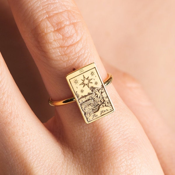 Tarot Card Ring  , Gift for Her ,Gift for darling ,Tarot Ring ,Dainty Tag Pendant Ring  , Spiritual Jewelr ,Tarot Card Ring ,Gift for her