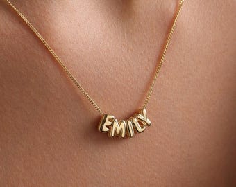Tiny Balloon Initial Name Necklace, Mini Name Necklace, Personalized Minimalist Necklace, Personalized Gift, Gift for her, Christmas Gift
