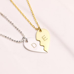 Collier coeur, collier demi-coeur, cadeau Saint Valentin, cadeau couple, cadeaux pour lui, cadeau homme, collier homme, cadeau homme image 2