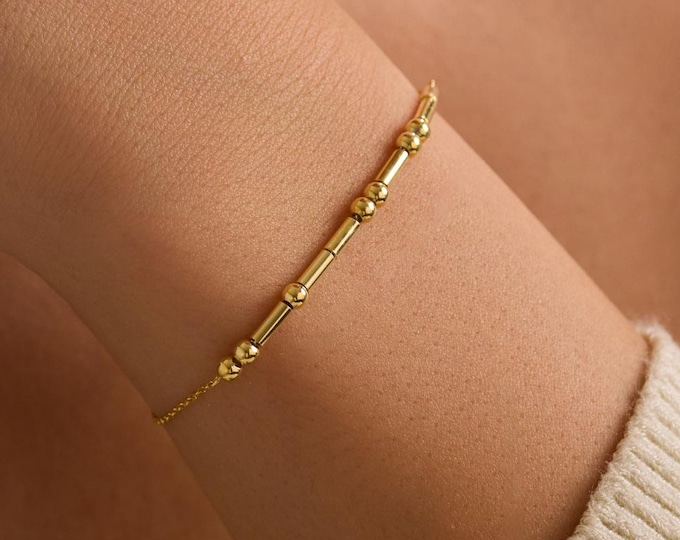 Dainty Gold Morse Code Bracelet, Morse Code jewelry, Couple Bracelet, Christmas Gifts, Morris Code Bracelet , Trump Bracelet