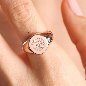 Zodiac Ring in Solid Gold Personalised Zodiac Sign Ring Oval ...