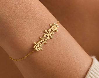 Birth Snowflake Bracelet, Personalized Christmas Family Bracelets Gift Jewelry, Gift For Mom