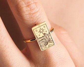 Tarot Card Ring  , Gift for Her ,Gift for darling ,Tarot Ring ,Dainty Tag Pendant Ring  , Spiritual Jewelr ,Tarot Card Ring ,Gift for her