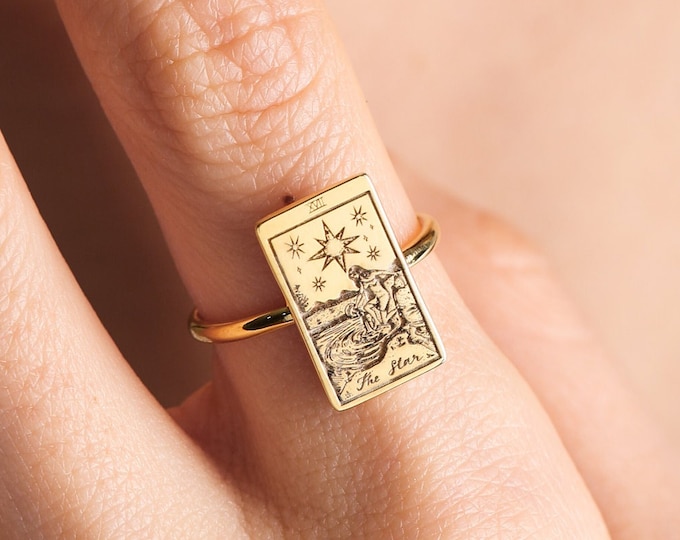 Tarot Card Ring  , Gift for Her ,Gift for darling ,Tarot Ring ,Dainty Tag Pendant Ring  , Spiritual Jewelr ,Tarot Card Ring ,Gift for her