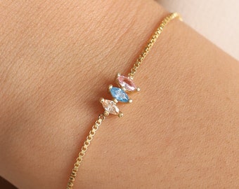 14k Gold Birthstone Bracelet , Birthstone Jewelry, Birthday Gift, Birthstone Bracelet for Women, Mothers day gift ,  Mother's Bracelet