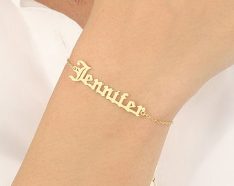Name Bracelet - Gold Name Bracelet - Dainty Gold Name Bracelet , Personalized Jewelry , Personalized Gift , Mother Day Gift , Gift for Mom