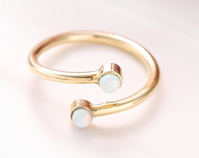 Dainty Opal Ring, Opal Stacking Ring, White Opal and CZ Ring, Gold Opal Ring, Sterling Silver Opal Ring, Delicate Opal Ring, Bridesmaid Gift