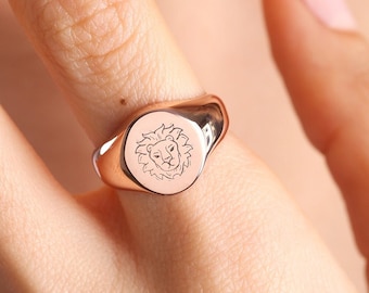 Zodiac Ring, Zodiac Signet Ring, Gold Signet Ring, Astrology Ring, Horoscope Ring , Personalized Jewelry , Christmas Gift , Gift her