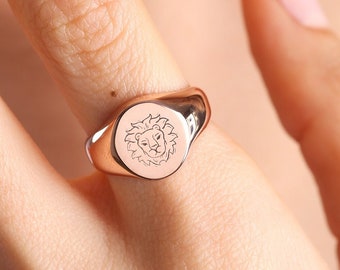 Zodiac Ring, Zodiac Signet Ring, Gold Signet Ring, Astrology Ring, Horoscope Ring , Personalized Jewelry , Christmas Gift , Gift her