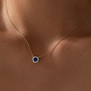 Sapphire Necklace, Genuine Sapphire Necklace, Minimalist Necklace, Emerald Necklace, September Birthstone Necklace, Mothers Day Gift image 1