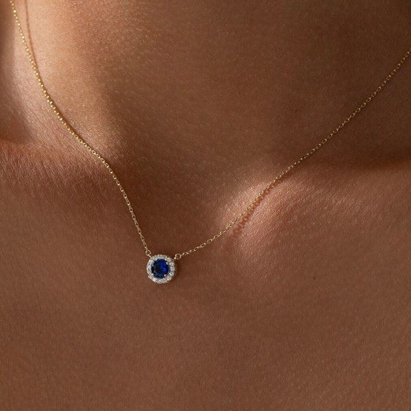Sapphire Necklace, Genuine Sapphire Necklace, Minimalist Necklace, Emerald Necklace, September Birthstone Necklace, Mothers Day Gift