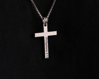 Cross Necklace for Man, Necklace, Box Chain Necklace for Man, Sterling silver cross pendant, Gifts for Him, Christmas Gifts for him