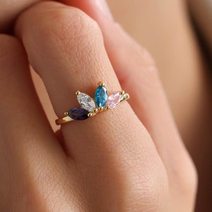 Anillo para madres de 2, 3 o 4 piedras, anillo con piedra de nacimiento para mamá, joyería con piedra de nacimiento, anillo personalizado, regalos personalizados para mamá, regalo de Navidad