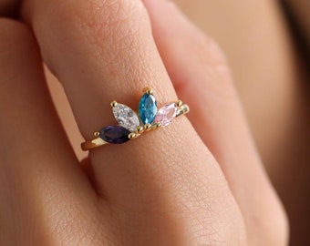 Mothers Ring 2, 3, 4 Stone, Birthstone Ring for Mom, Birthstone Jewelry, Personalized Ring, Personalized Gifts for Mom , Christmas Gift