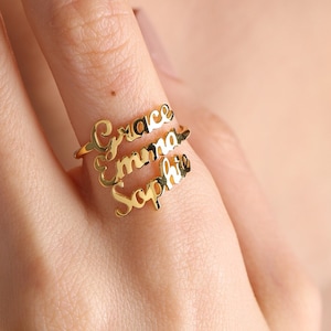 Gold Name Ring , Tiny Name Ring , Personalized Gift For Mom , New Mom Gift , Personalized jewelry , Gift for her , Gold Name Ring image 1
