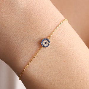 Evil Eye Armband, Gold Evil Eye Armband, Zierliches Armband, Schutz Armband, Tiny Auge Armband, Silber Armband, Geschenk für sie