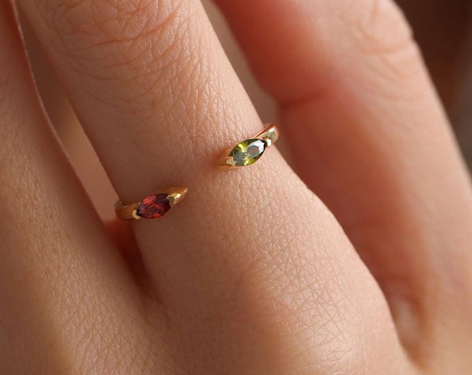 Duo Marquise Birthstone Ring , Adjustable Gemstone Ring , Ring for women, Anniversary Gift, Personalized Ring, Christmas Day Gift