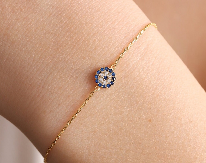 Evil Eye Bracelet ,Gold Evil eye Bracelet , Dainty Bracelet , Protection Bracelet , Tiny evil eye bracelet, Silver bracelet , Gift for her