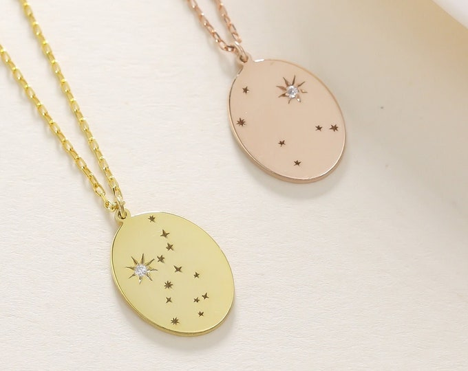Star Signet Necklace , Zodiac Star Necklace , Constellation Necklace , Birthday Gift for Her , Mothers Day Gift , Astrology sign necklace